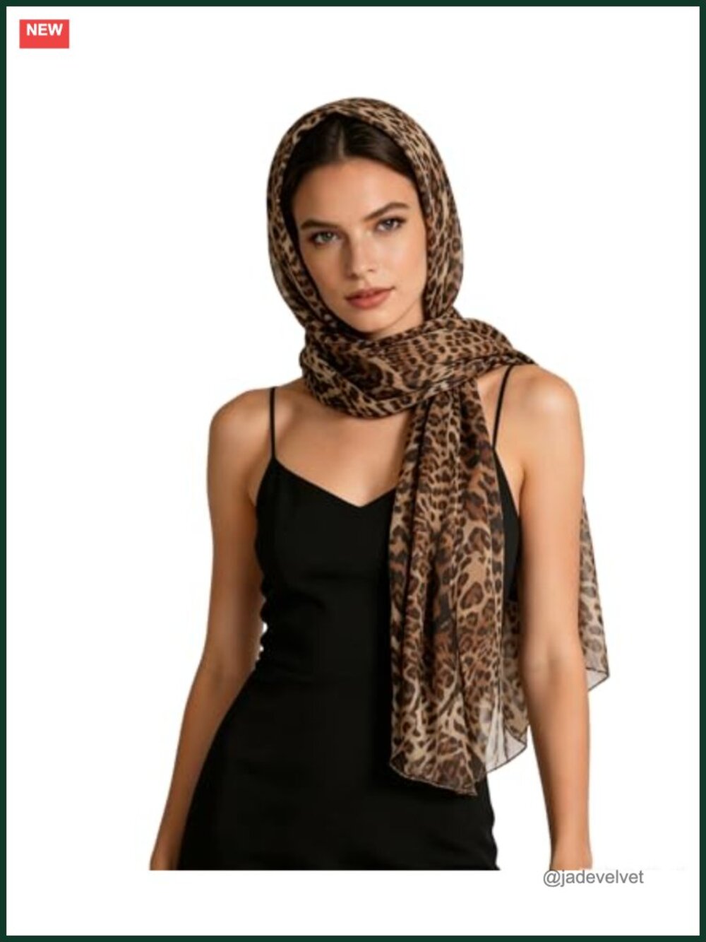 Leopard Print Long Chiffon Scarf for Women Lightweight Shawl Wrap